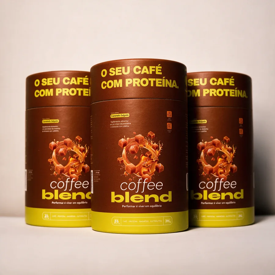 Três potes de Coffee Blend em fileira
