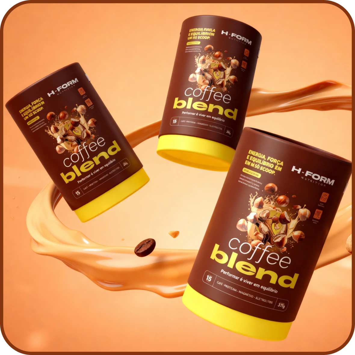Três potes de Coffee Blend sabor Avelã