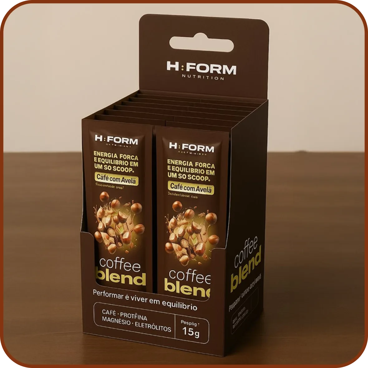 Caixa com 20 sachês de Coffee Blend sabor Avelã