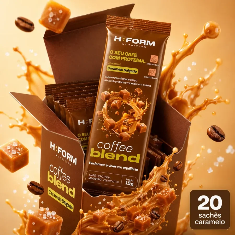 Caixa com 20&nbsp;sachês de Coffee Blend Caramelo salgado